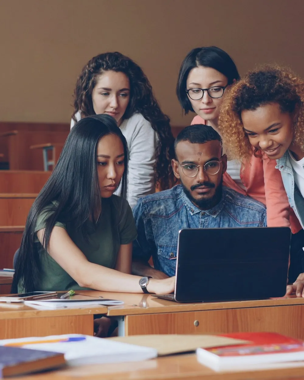 Students reviewing an application together