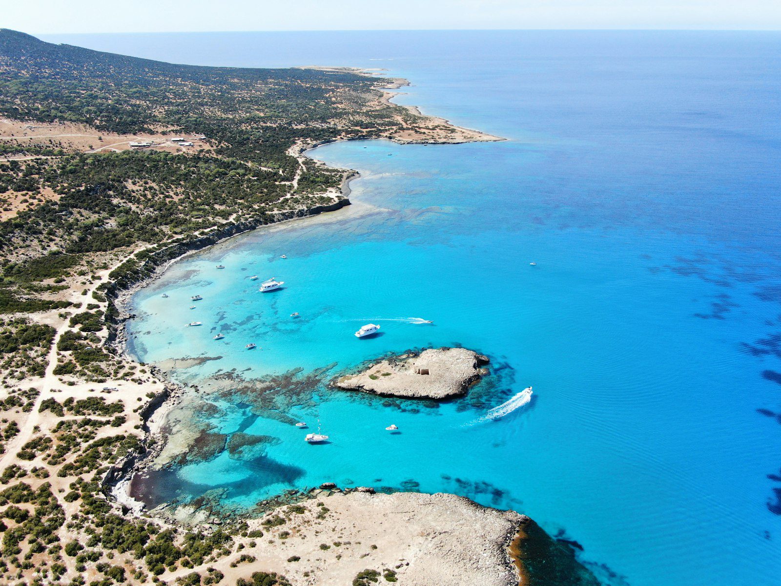 Green trees and blue sea in Cyprus
