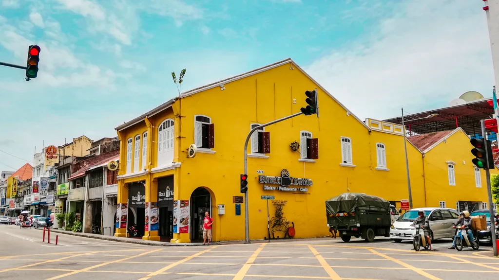 Colourful heritage shophouses in George Town, Penang
