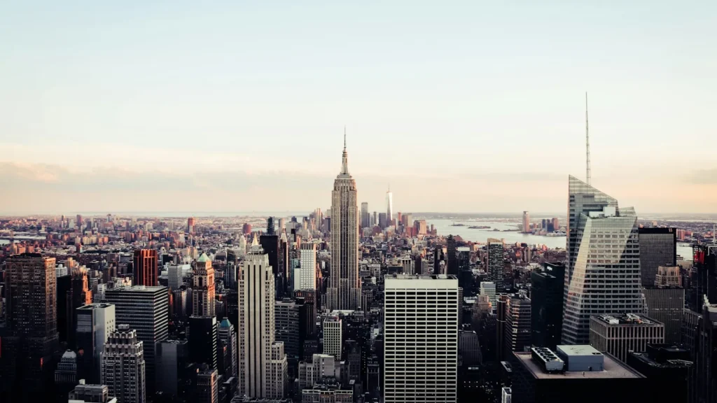 Manhattan skyline at dusk